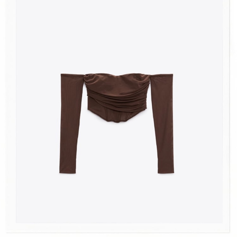 Zara Chocolate Brown Off-Shoulder Bodysuit